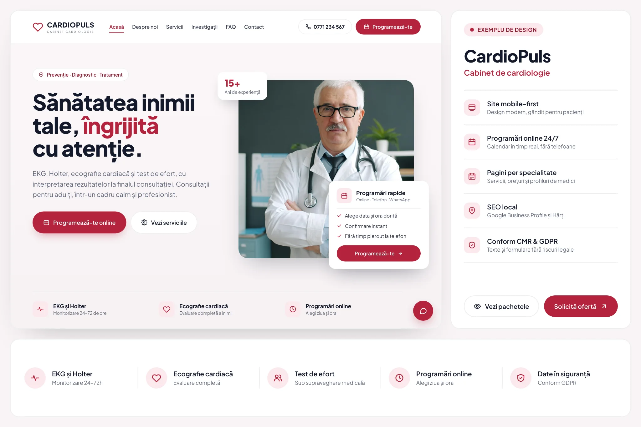 Exemplu de site medical: CardioPuls, Cabinet de cardiologie